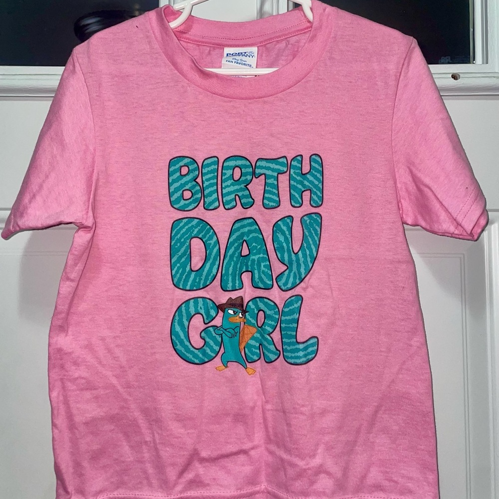 Perry the Platypus Birthday Girl Kids XS (4-5) Custom Made TShirt New/Never Used
